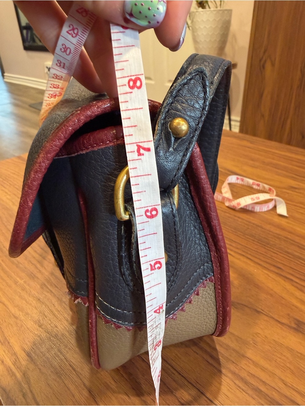 Dooney & Bourke Navy, Taupe & Burgundy Pebbled Leather Crossbody - Picture 14 of 16